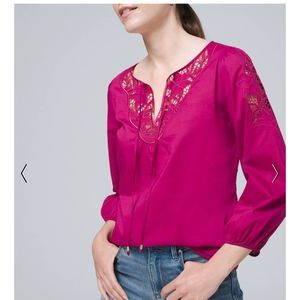 White House Black Market Floral Cutout Blouse